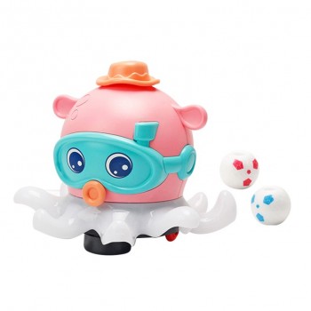 Caracatita interactiva de jucarie, Cu 2 mingii,  Jucarie electrica cu muzica, roz, pentru copii, 17 CM