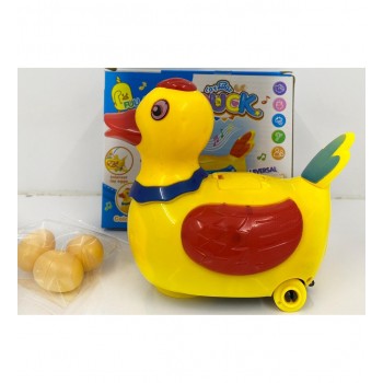 Jucarie interactiva bebelusi, Rata cu oua, Galben, 3 ani+, 16 cm