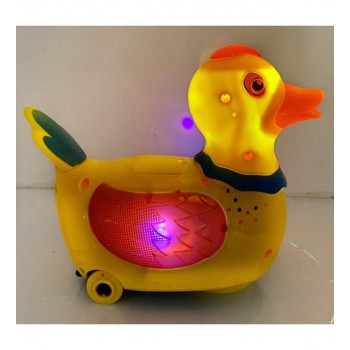 Jucarie interactiva bebelusi, Rata cu oua, Galben, 3 ani+, 16 cm