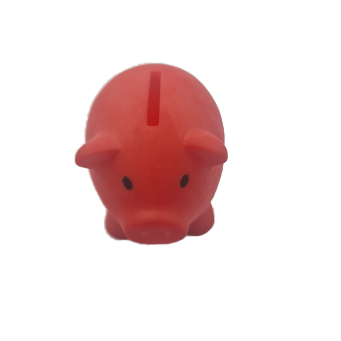 Gyerekjáték malacpersely, piros PVC újrahasználható, 69 x 73 x 89 mm, Dalimag