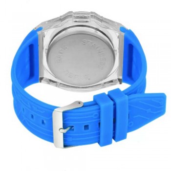 Ceas Albastru Electronic Cu LED In Forma Rotunda, Touch, Baterie Inclusa