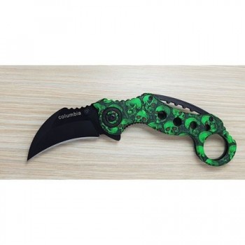 Cutit Karambit Columbia celtic skull verde claw knife
