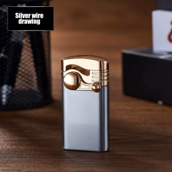 Bricheta metalica cu gaz, antivant, model flip, reincarcabila, negru, cutie, personalizata