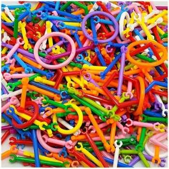 Joc Set 300 Betisoare de constructie educativ pentru copii, puzzle, multicolor, copii 3+ ani