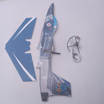 Jucarie Avion de Lupta, Pornire pe Buton, Lumini, Rezistent la Impact, Incarcare USB, 30 cm