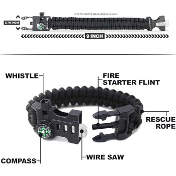 Kit Supravietuire 11 in 1, Busola, Fluier, Lanterna, Cutit, Pix, Fierastrau, Cutie Negru