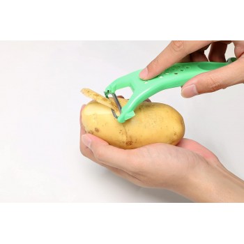 Set 2 curatatoare dubla, Legume si Fructe, din Plastic, Agatatoare, Verde/Portocaliu, 18 cm