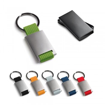 Breloc din metal si chingi, 28 x 60 x 6 mm, Portocaliu