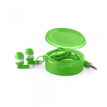 1,2 m hosszú, sztereó, 3,5 mm-es jack csatlakozós fejhallgató, dobozban, zöld