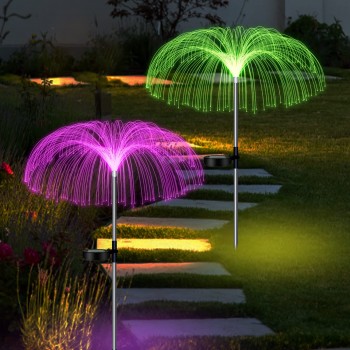 Set 2 Ghirlande luminoase solare, pentru gradina, model Meduza, Led-uri colorate,70 cm