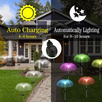 Set 2 Ghirlande luminoase solare, pentru gradina, model Meduza, Led-uri colorate,70 cm