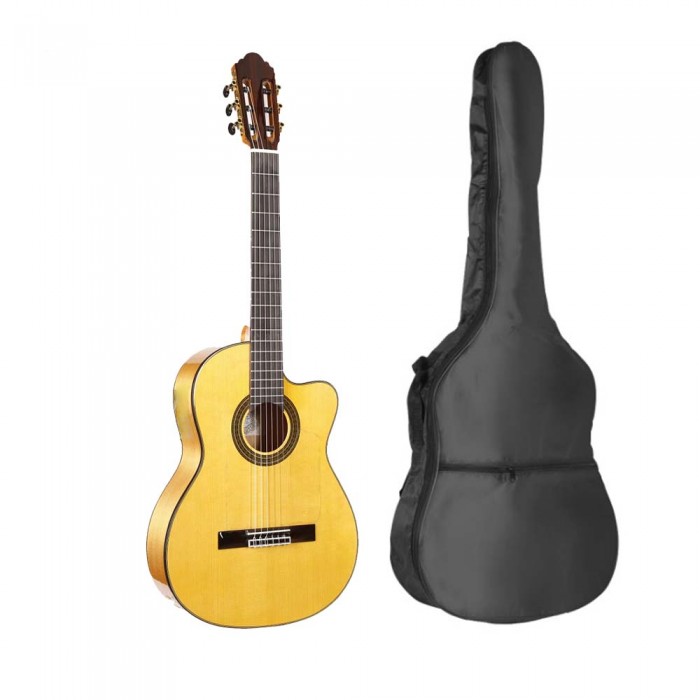 95 cm-es, antik természetes fa klasszikus gitár, tokban