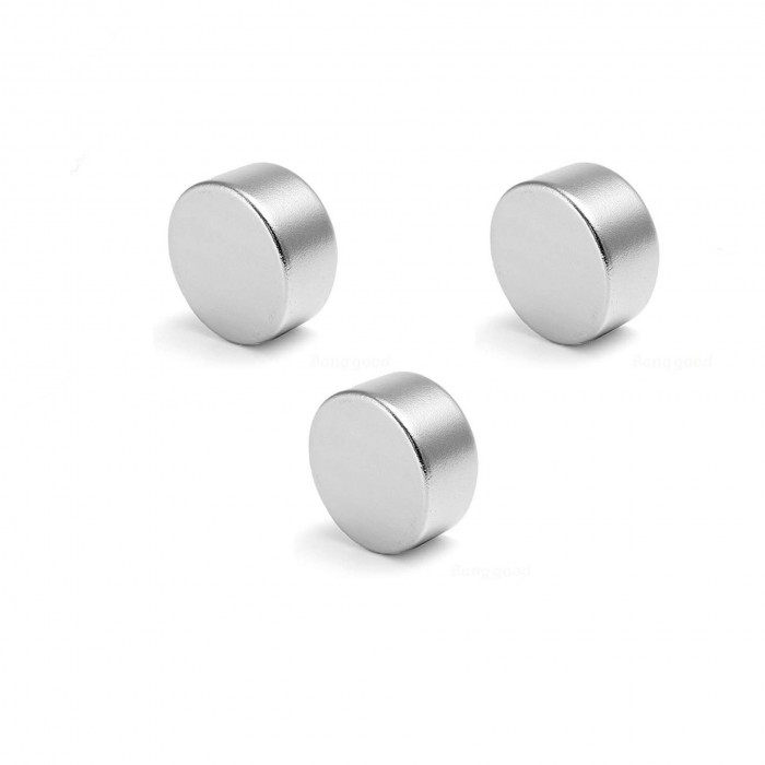 Set 3 magneti foarte puternici, gri, disc, simplu, 15 mm X 5 mm