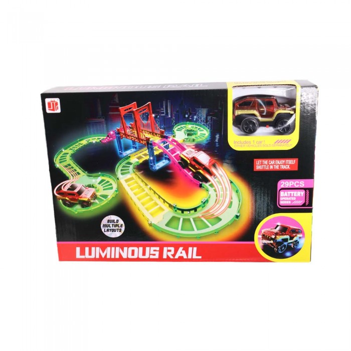 Versenyautó pálya készlet, elektromos autóval, színes