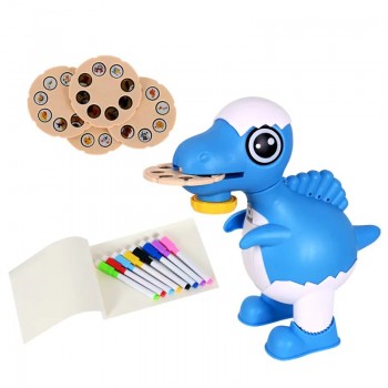 Dinós projektor, rajzolós játék gyerekeknek, 20 cm, kék