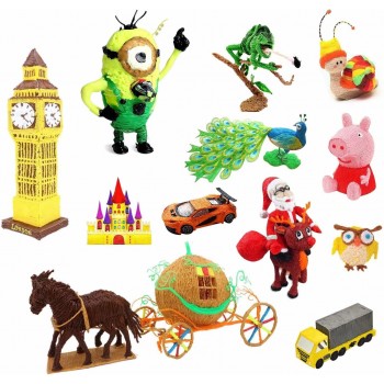 Set 10 filamente PLA a 5 metri pentru creion 3D, 1.75 mm, 50 m, Plastic, 40℃, Multicolor