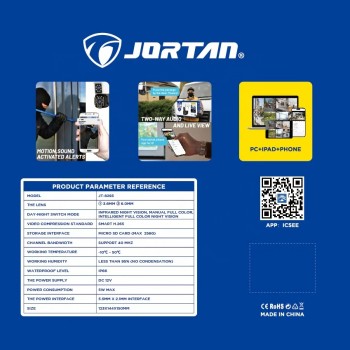 Camera de Supraveghere cu MicroSD 32GB WiFi, Dubla, Model JT-8292, 1080p Full HD, Baby Monitor, cu Senzor de Miscare