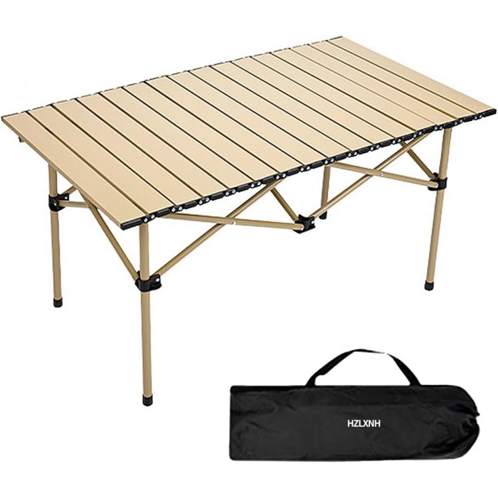 Masa Pliabila Pentru Camping, Inclusa Geanta de Transport, Aluminiu, Bej, 120 x 55 x 50cm