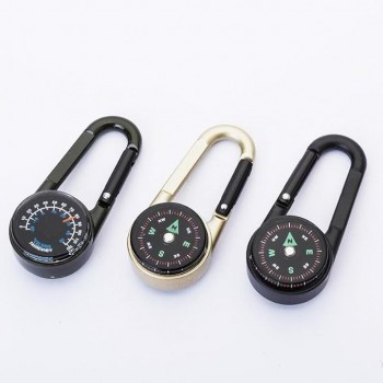 Breloc Busola cu Carabiniera, Plastic, 7 cm, Negru