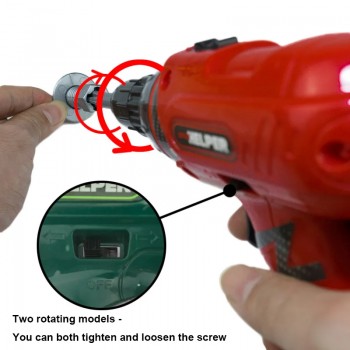 Bormasina din plastic cu baterii si accesorii pe blister, pentu copii, rosu