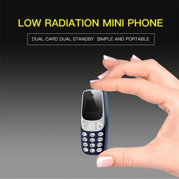 Mini Telefon Dual SIM cu Radio FM si Bluetooth, 68x28x12mm, Albastru