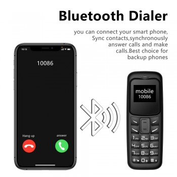 Mini Telefon Bm30 Dual SIM cu Bluetooth, 65x24x12mm, Negru
