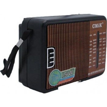Radio Vintage CMiK MK-607B, 4 Benzi AM/FM/SW1-2, Portabil, Design Clasic, Imitatie Lemn