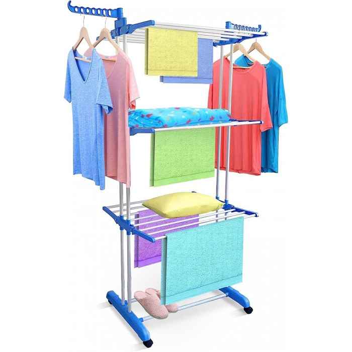 Uscator Mare de Haine pe Roti, 3 Etaje, Multifunctional, Usor de Depozitat si Mutat