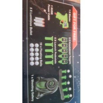 jucarie Dark Shot cu mingi levitante, pistol cu tinte si gloante din spuma – fluorescent
