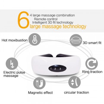 Aparat de Masaj Electromagnetic Pentru Gat si Spate, Alb, Design Ergonomic, 16 Niveluri de Intensitate