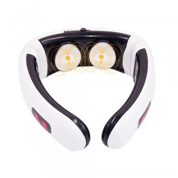 Aparat de Masaj Electromagnetic Pentru Gat si Spate, Alb, Design Ergonomic, 16 Niveluri de Intensitate