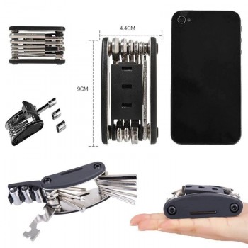 Kit Multifunctional pentru Bicicleta 16 in 1, Chei, Surubelnite, Inbus, Levier Engros, 9 x 5 cm
