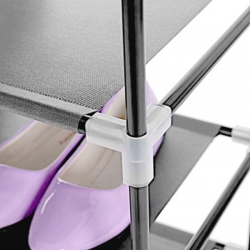 Dulap Textil pentru Incaltaminte FTXT-9 cu 9 Rafturi – Organizator Pantofi Gri, Pliabil si Usor de Montat