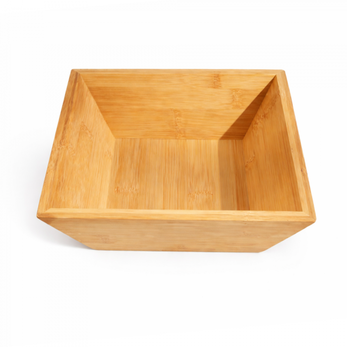Bol din Bambus Natural pentru Bucatarie, Recipient Depozitare Alimente, 21 x 21 x 8 cm