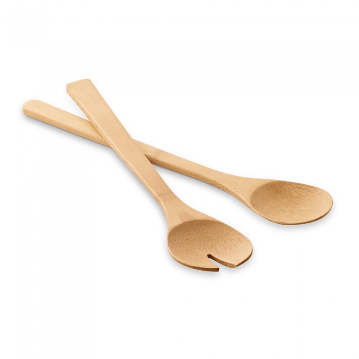 Set 2 Tacamuri pentru Salata din Bambus, Linguri Salata, 30 cm, Rezistente, Usoare, Bucatarie Moderna