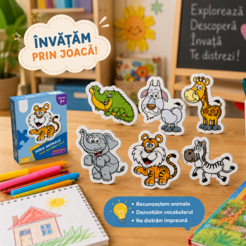 Puzzle Educational Animale din Jungla pentru Copii – Set cu 6 Modele Colorate, +3 Ani