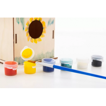 Casa pentru pasari, DIY, din lemn, cu kit de pictura în acuarela
