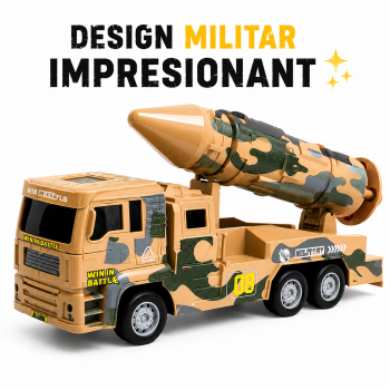 Camion Militar cu Rachetă pentru Copii, Jucărie Armata, 29 cm, Maro