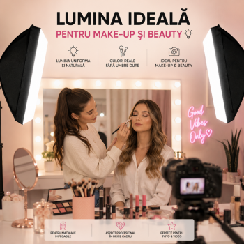 Kit Studio Foto Profesional cu 2 Softbox 50x70cm si Stative, Set Iluminare Foto Video 800W
