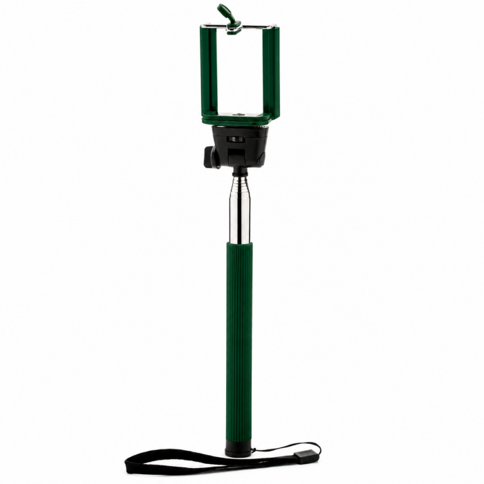 Selfie Stick Telescopic Verde Inchis cu Suport Telefon, Monopod Extensibil pentru Selfie
