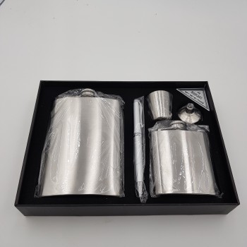 2 sticle metal otel inoxidabil 9oz si 3oz pentru bauturi fine, pahar si pix