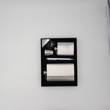 2 sticle metal otel inoxidabil 9oz si 3oz pentru bauturi fine, pahar si pix