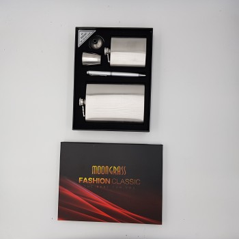 2 sticle metal otel inoxidabil 9oz si 3oz pentru bauturi fine, pahar si pix