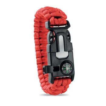 Bratara de supravietuire in aer liber, tip army, 5 in 1, paracord, busola , fluier, cutit, cremene, rosie