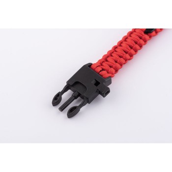 Bratara de supravietuire in aer liber, tip army, 5 in 1, paracord, busola , fluier, cutit, cremene, rosie