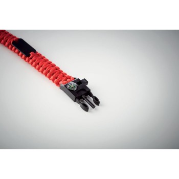 Bratara de supravietuire in aer liber, tip army, 5 in 1, paracord, busola , fluier, cutit, cremene, rosie