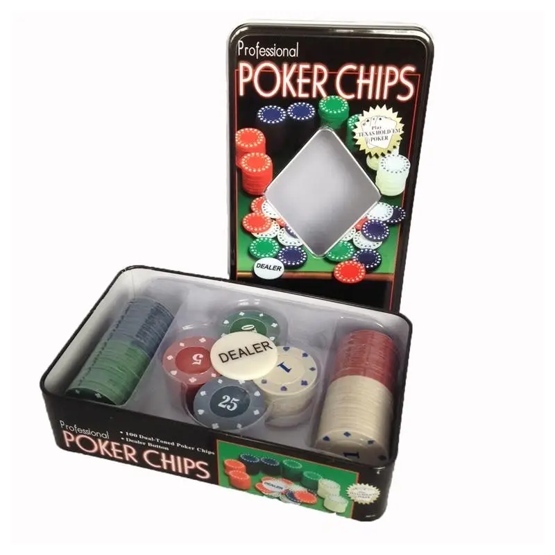 Odds photography Modish Joc de poker in cutie de aluminiu cu 2 pachete de carti si 4 x 25 jetoane  (albastru, verde, alb si rosu), 192 x 117 x 50 mm