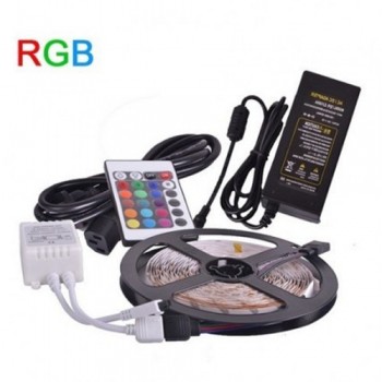 KIT Banda LED RGB 72W Exterior 60 LED-uri/m 5 metri cu Telecomanda si Alimentare